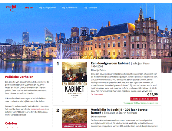 Homepage van Politiekeboeken.com 